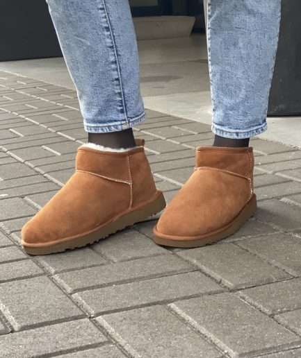"UGG" stila zābaki ar dabīgo siltinājumu īsie brūni