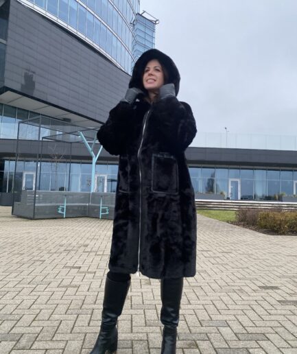 Mākslīgās kažokādas mētelis FAUX FUR COAT ZIPPER